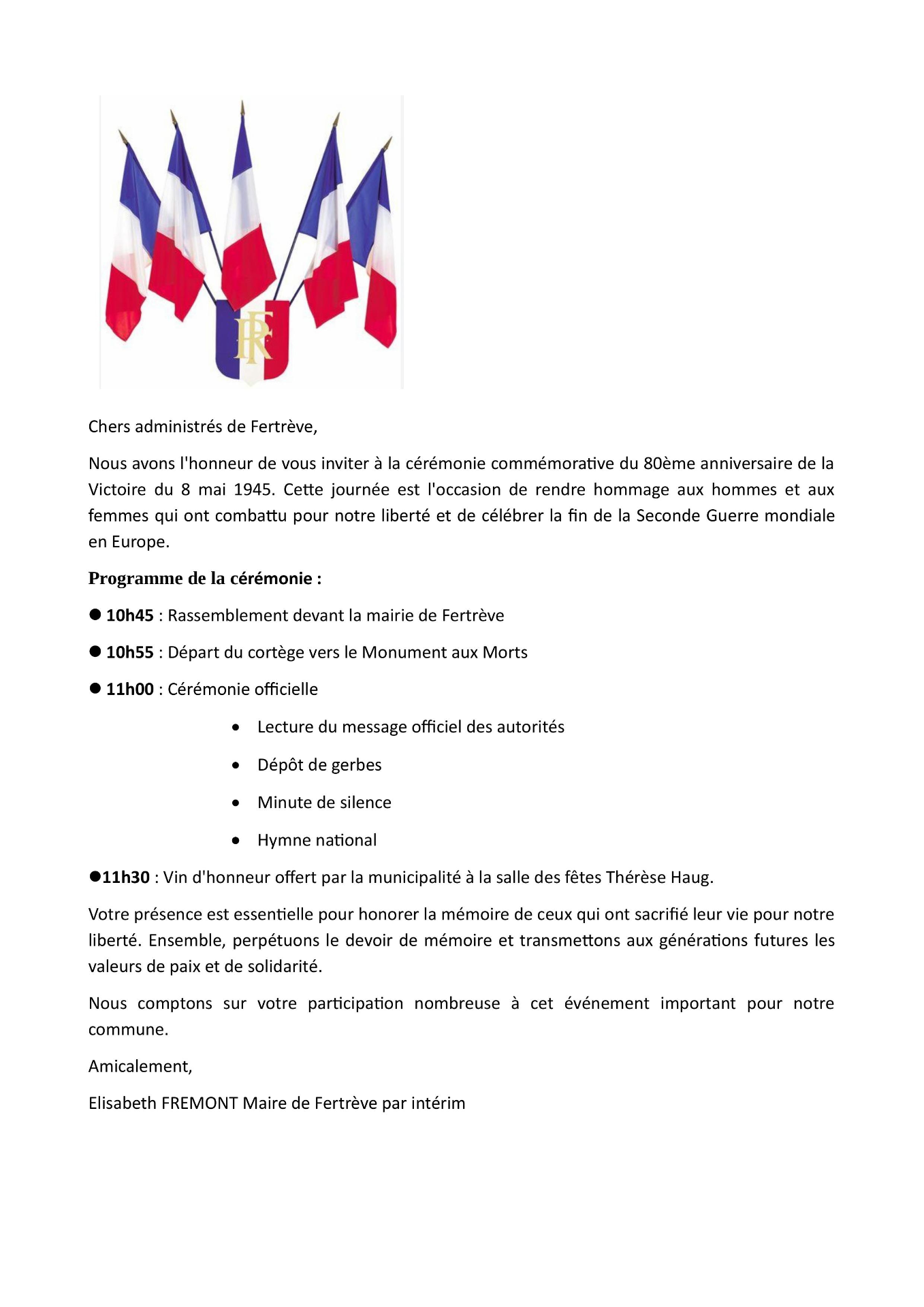 Cérémonie du 8 mai 2025