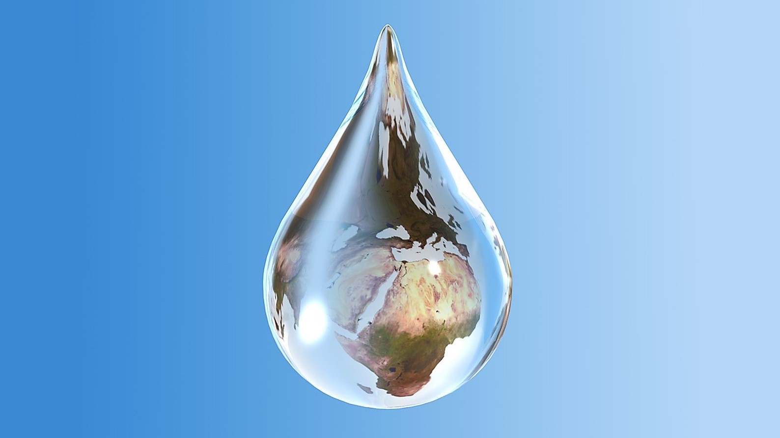 Goutte d'eau contenant un globe terrestre